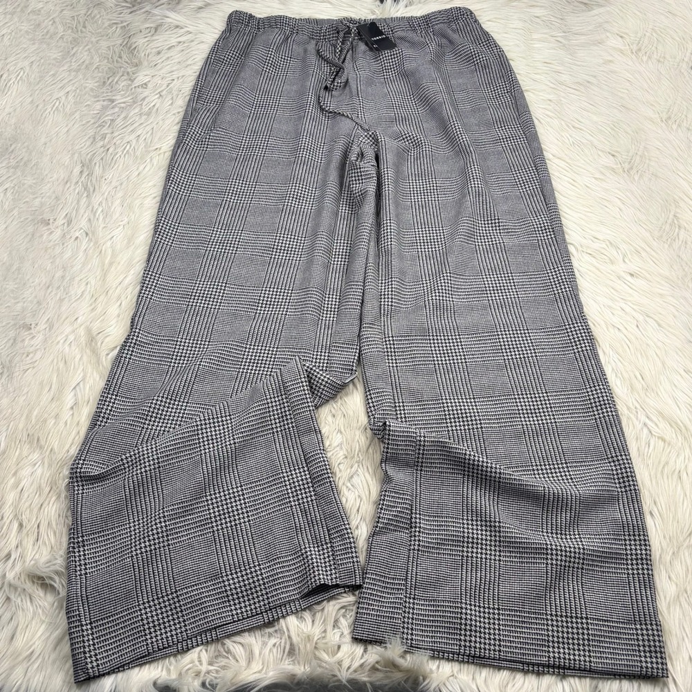 NWT‎ Torrid Women's 0X TALL Black Gray Plaid Wide Leg Pull on Pant Academia Prep
